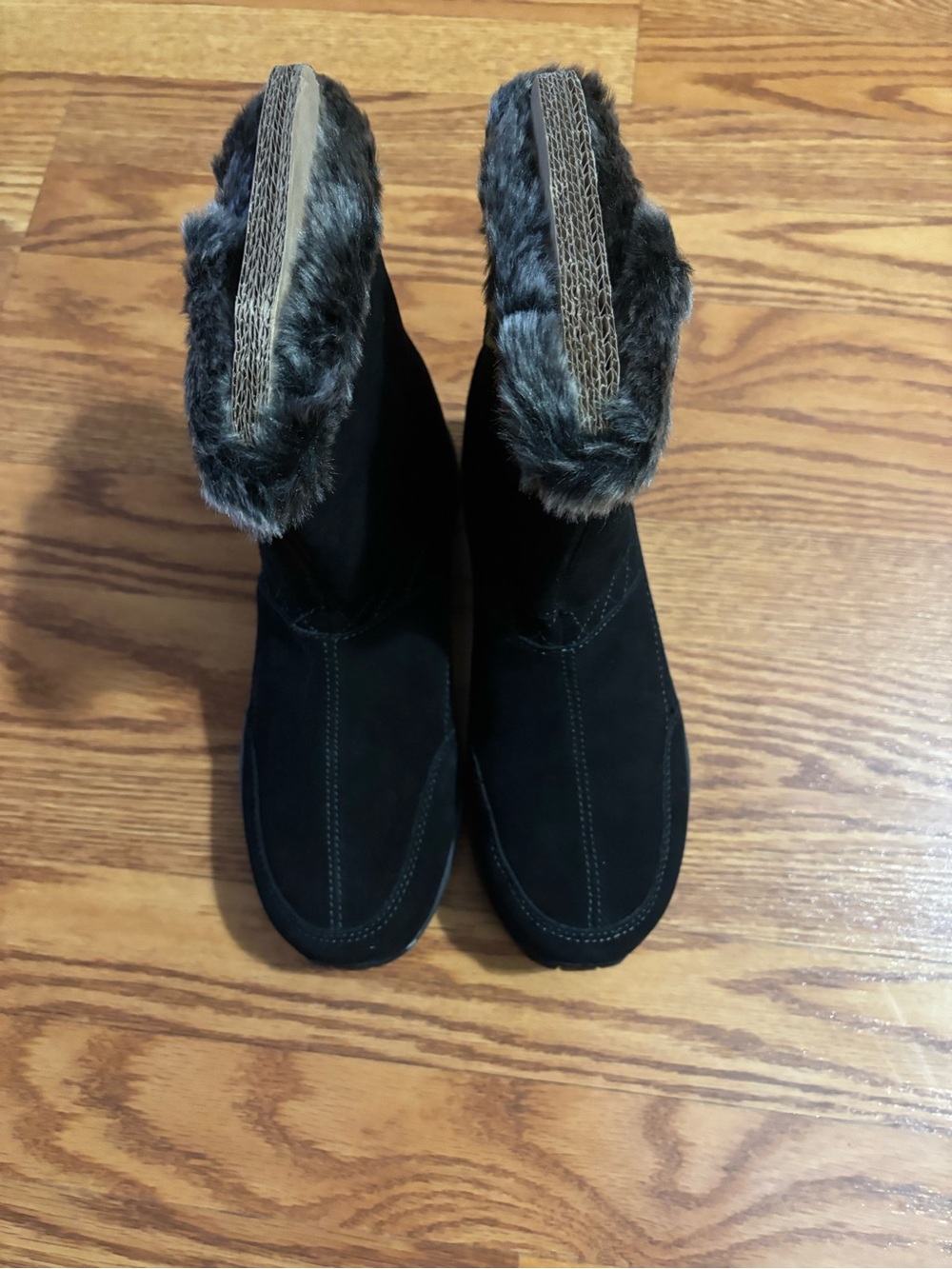 Easy Spirit Black Faux-Fur Cuff Ankle Booties